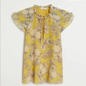 Mango Yellow Floral Print Blouse - US6
